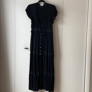 Deep V black maxi dress